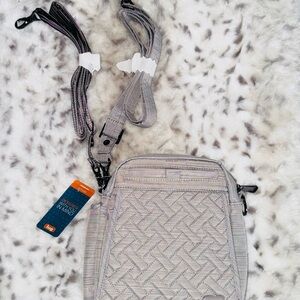 lug Quilted Crossbody Bag in Light Gray